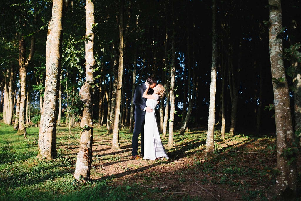 Bride and groom wedding woods 