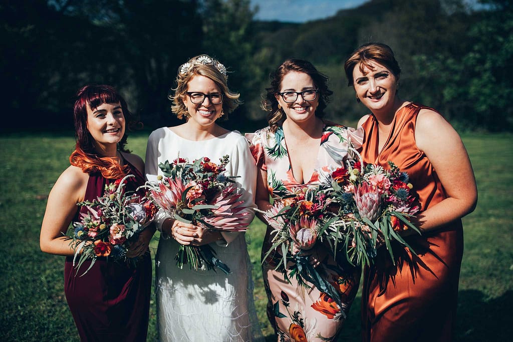 Bride and bridesmaids at Kilminorth Cottages