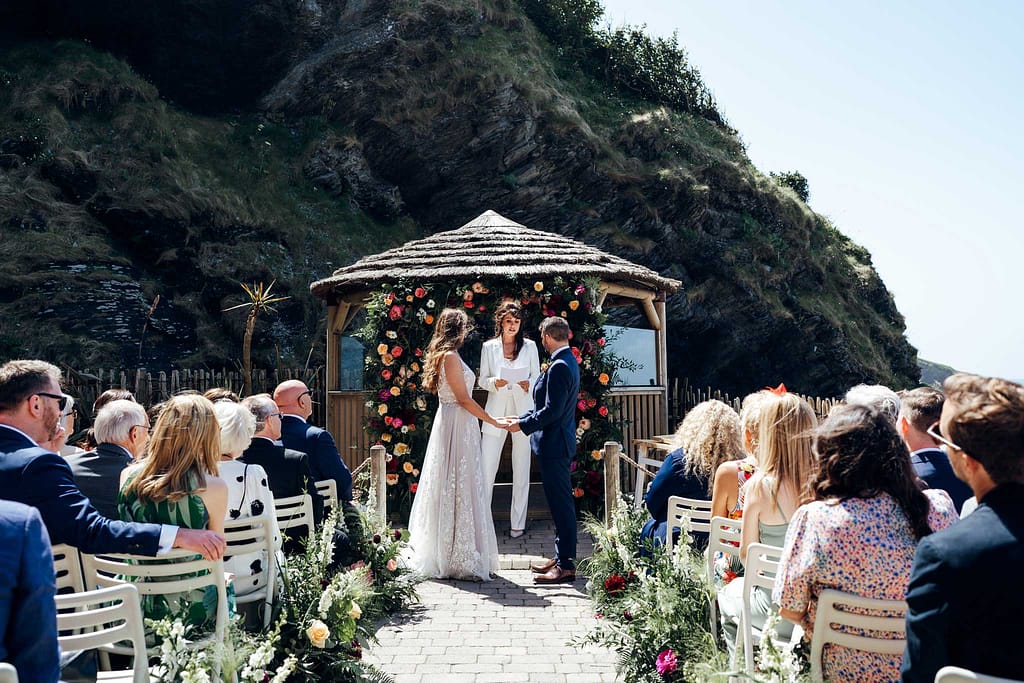 Beach wedding ceremony in Devon